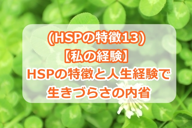 (HSPの特徴13)【私の経験】HSPの特徴と人生経験で生きづらさの内省